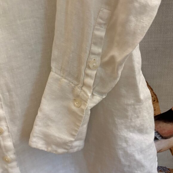 Anne Fontaine White Linen Button Up Shirt Tunic, FR 40 - Picture 3 of 5